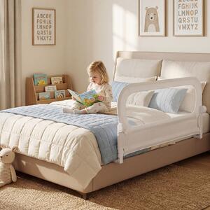 Costway Sbarra letto pieghevole per bambini con base robusta a U, Sbarra protettiva regolabile con accessori completi 120 cm Bianco