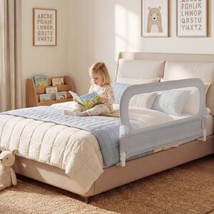 Costway Sbarra letto pieghevole per bambini con base robusta a U, Sbarra protettiva regolabile con accessori completi 120 cm Grigio