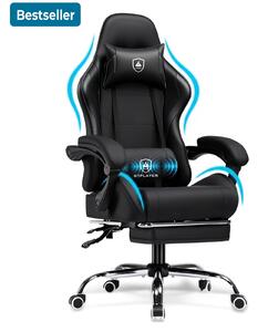 GTPLAYER Sedia da gioco Poltrona da gioco - Sedia da gioco ergonomica Supporto lombare Altezza regolabile Sedia da gioco imbottita 150 Kg, nero