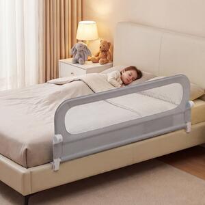 Costway Sbarra letto pieghevole per bambini con base robusta a U, Sbarra protettiva regolabile 148 cm con accessori completi Grigio
