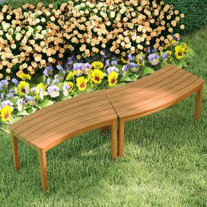 Costway Set da 2 panchine curve in legno di acacia, Panchina senza schienale per patio giardino e terrazza e cortile Naturale
