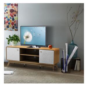Tavolo TV in rovere decorato in bianco e naturale 140x53 cm Caitlin - Støraa