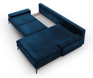 Divano letto angolare blu royal con rivestimento in velluto, angolo destro Astre - Windsor & Co Sofas