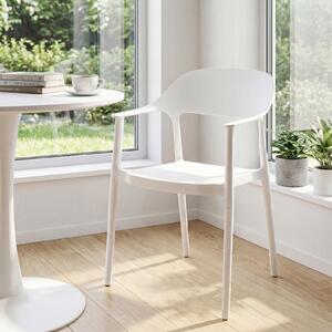 Costway Sedia da pranzo in plastica ergonomica con schienale cavo, Poltrona da tavolo impilabile per soggiorno e sala da pranzo Bianco
