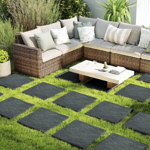 Costway Set di 2 pietre da passo per giardino a tutte le condizioni meteorologiche per prato e giardino, Passerelle decorative per giardino Grigio
