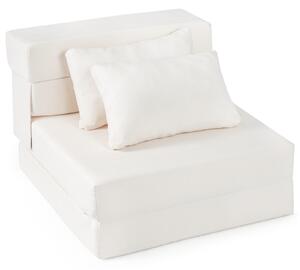 Costway Divano letto comodo pieghevole in tessuto chenille, Poltrona letto convertibile 3-in-1 con 2 cuscini 72 x 76 x 58 cm Beige