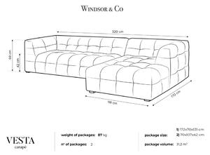 Divano angolare in velluto beige, angolo destro Vesta - Windsor & Co Sofas