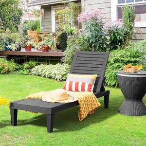 Costway 2*Chaise longue da esterno con schienale regolabile, Sedia reclinabile resistente alle intemperie per cortile Nero