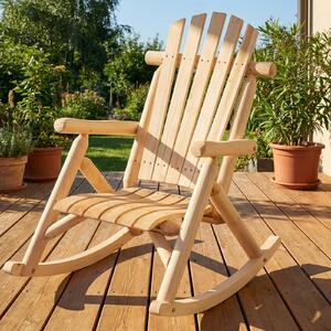 Costway Sedia a dondolo adirondack in legno massello con seduta curva e schienale alto a ventaglio, Sedia a dondolo da patio mobili rustici da esterno