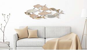 Pannello decorativo in metallo dorato a forma di pesce