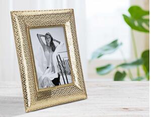 Elegante cornice portafoto in metallo dorato impreziosità da eleganti intagli - Arrediorg