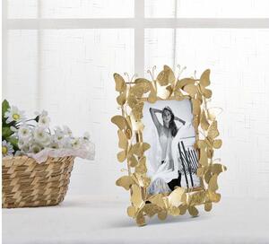Elegante cornice portafoto in metallo dorato impreziosita da farfalle - Arrediorg