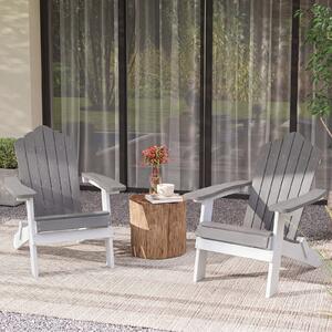 Costway 2*Sedia adirondack pieghevole in acciaio inossidabile per giardino, Sedia da patio in hips con braccioli larghi Grigio