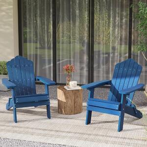 Costway 2*Sedia adirondack pieghevole in acciaio inossidabile per giardino, Sedia da patio in hips con braccioli larghi Blu scuro