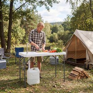Costway Tavolo da campeggio con rubinetto e lavandino, Tavolo pieghevole e portatile per lavaggio e preparazione di cibi pesca e verdure
