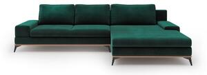 Divano letto angolare verde chiaro con rivestimento in velluto, angolo destro Astre - Windsor & Co Sofas