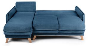 Divano letto variabile in velluto a coste blu divano angolare Tori - Bonami Selection