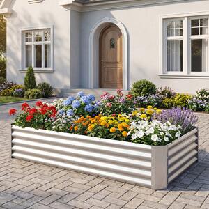 Costway Orto rialzato da esterno in metallo zincato fioriera senza base, Letto da giardino per piante fiori verdure 179,5 x 92 x 29,5 cm