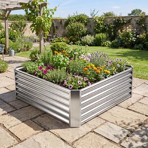 Costway Orto rialzato da esterno in metallo zincato fioriera senza base, Letto da giardino per piante fiori verdure 124,5 x 124,5 x 44,5 cm