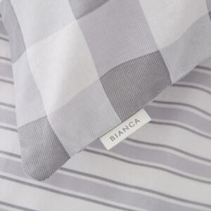Lenzuolo in cotone grigio e bianco , 90 x 190 cm Check and Stripe - Bianca