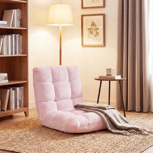 Costway Sedia imbottita da pavimento regolabile in 14 posizioni, Poltrona da pavimento 105x56x15cm Rosa