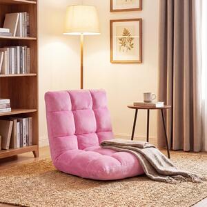 Costway Sedia imbottita da pavimento regolabile in 14 posizioni, Poltrona da pavimento 105x56x15cm Rosa scuro