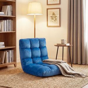 Costway Sedia imbottita da pavimento regolabile in 14 posizioni, Poltrona da pavimento 105x56x15cm Blu