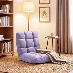 Costway Sedia imbottita da pavimento regolabile in 14 posizioni, Poltrona da pavimento 105x56x15cm Viola