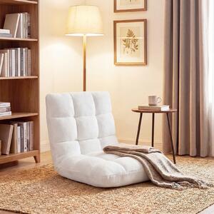 Costway Sedia imbottita da pavimento regolabile in 14 posizioni, Poltrona da pavimento 105x56x15cm Bianco