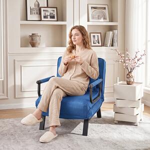 Costway Divano pieghevole 3 in 1 con seduta imbottita schienale regolabile, Poltrona letto singla con poltroncina portata 180 kg Blu