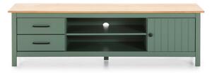 Tavolo TV in legno di pino di colore verde-naturale 158x47 cm Miranda - Marckeric