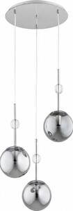 Lampadario a sospensione su cavo ARVENA 3xE14/10W/230V cromo lucido/nero/fumé