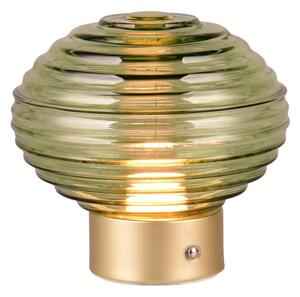 Lampada da tavolo LED dimmerabile in verde e oro con paralume in vetro (altezza 14,5 cm) Earl - Trio