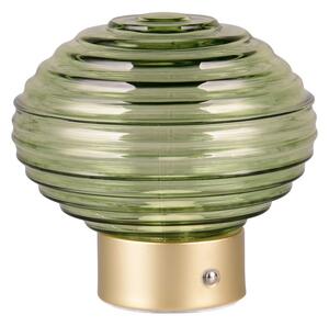 Lampada da tavolo LED dimmerabile in verde e oro con paralume in vetro (altezza 14,5 cm) Earl - Trio