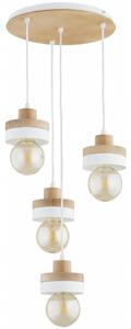 Lampadario sospeso con cavo LARSO 4xE27/15W/230V bianco/beige