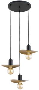 Lampadario a sospensione su cavo SAVANA 3xE27/15W/230V nero/oro