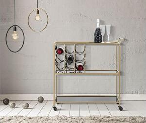 Portabottiglie struttura oro e ripiani in vetro nero design elegante - Arrediorg