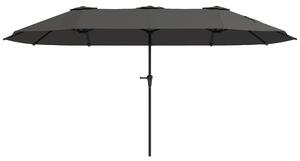 Outsunny Ombrellone Doppio con Prese d'Aria e Manovella, in Metallo e Poliestere, 4x2.2x2.34 m, Nero e Grigio Scuro