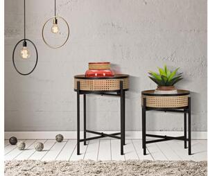 Set due pezzi tavolini struttura in ferro design moderno - Arrediorg