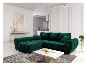 Divano letto angolare verde chiaro con rivestimento in velluto, angolo sinistro Nuage - Windsor & Co Sofas