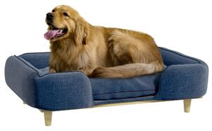 PawHut Divano Lettino per Cani Grandi fino 30 kg da Interno con Cuscino Rimovibile, 96x66x24 cm, Blu