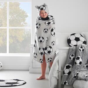 Coperta in pile grigio chiaro con cappuccio 90x125 cm Football - Catherine Lansfield