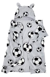 Coperta in pile grigio chiaro con cappuccio 90x125 cm Football - Catherine Lansfield