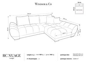 Divano letto angolare beige con rivestimento in velluto, angolo destro Nuage - Windsor & Co Sofas