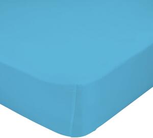 Lenzuolo elastico in puro cotone blu turchese, 90 x 200 cm Basic - Happy Friday
