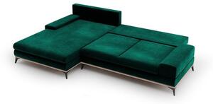 Divano letto angolare verde chiaro con rivestimento in velluto, angolo sinistro Astre - Windsor & Co Sofas