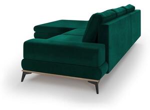 Divano letto angolare verde chiaro con rivestimento in velluto, angolo sinistro Astre - Windsor & Co Sofas