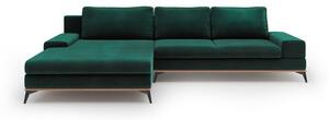 Divano letto angolare verde chiaro con rivestimento in velluto, angolo sinistro Astre - Windsor & Co Sofas