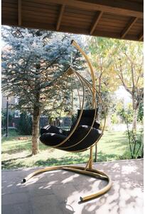 Sedia da giardino sospesa in nero e oro Damla - Floriane Garden