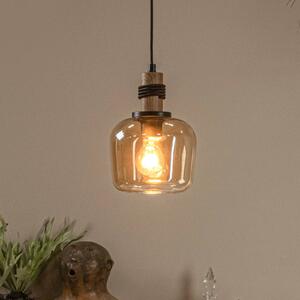 Lucide Lampada a sospensione Ilona, vetro, Ø 18 cm, nero/ambra, a 1 luce